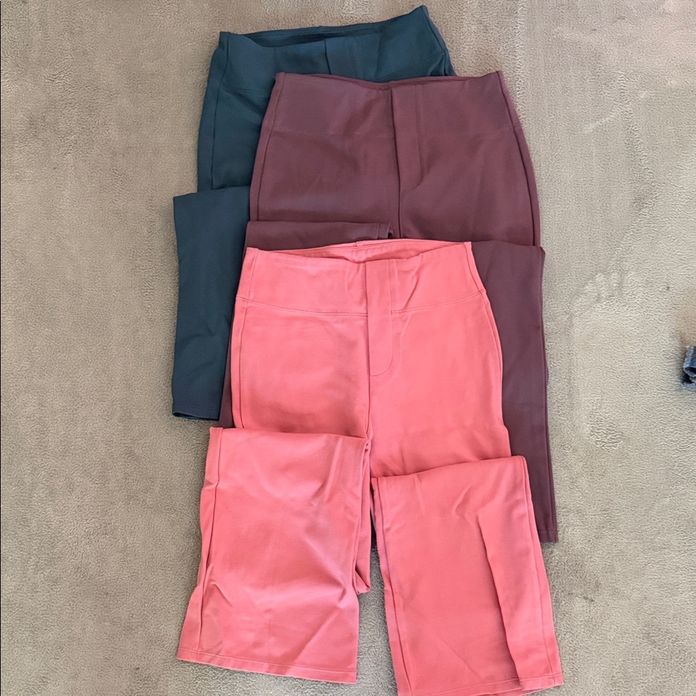 HALARA Boot Cut & Flare Pants Trio in Teal, Mauve, and Coral